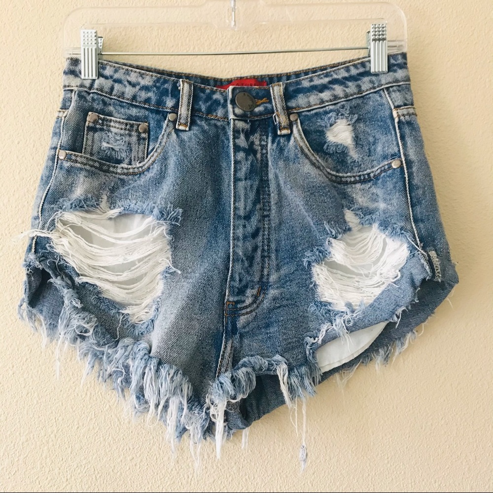 High Rise Denim Shorts
